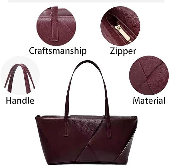 Large zipper shoulder tote bag for women