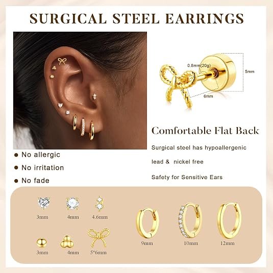 M MOOHAM Flat Back Earrings for Women