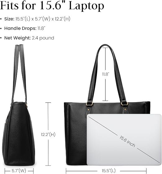 added 15.6 inch laptop sleeve inside leather tote bag