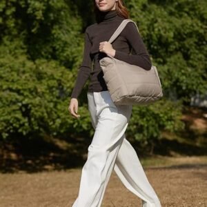 BAGSMART puffy tote bag for women with lightweight quilted design