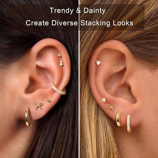 M MOOHAM 9 Pair Earring Stack for Everyday Style