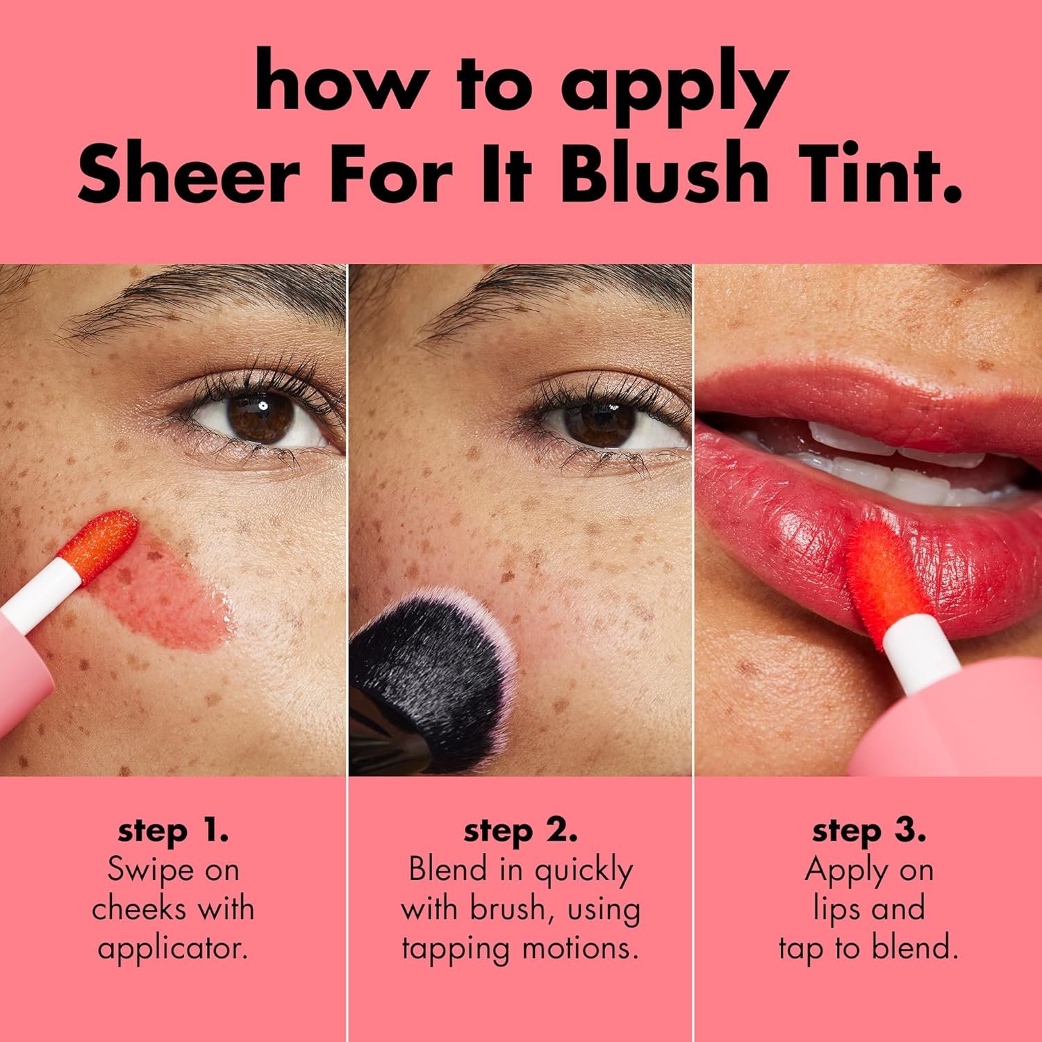 e.l.f. Sheer For It blush tint creating natural flush finish