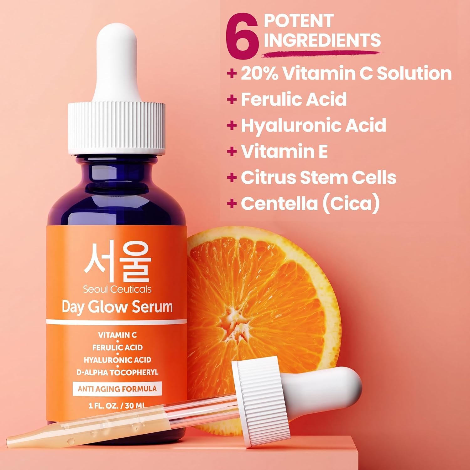 20% Vitamin C facial serum with Vitamin E and Hyaluronic Acid