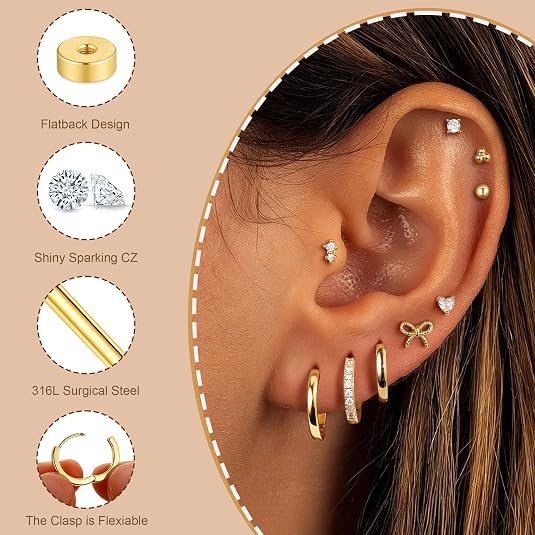 M MOOHAM Flat Back Earring Stack Details
