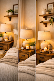 A softly illuminated living room with warm ambient lighting and an elegant table lamp, showing how affordable lighting can create a cozy atmosphere.