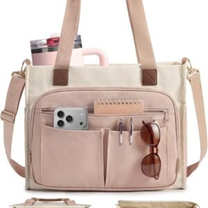 BAGSMART canvas tote bag for women with zipper