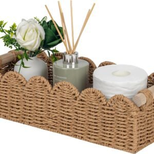 CubesLand scalloped toilet paper storage basket with handle