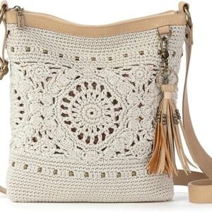The Sak Lucia crochet crossbody purse with adjustable strap and zipper closure