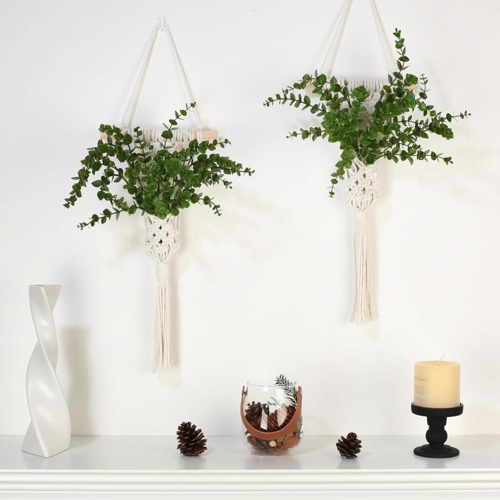Create a relaxed boho-inspired look with a textured macrame wall hanging. Its soft woven design adds character to plain walls and looks beautiful when styled alongside artificial plants and neutral home accessories.