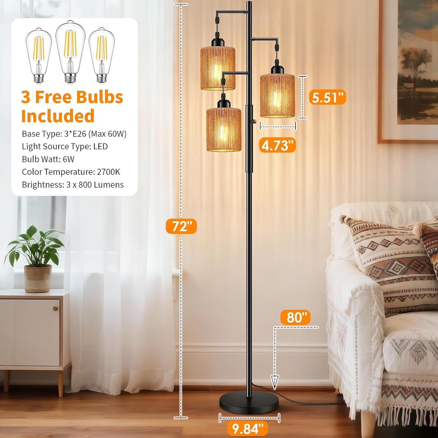 Hand-Woven Paper Cord Lamp Shade