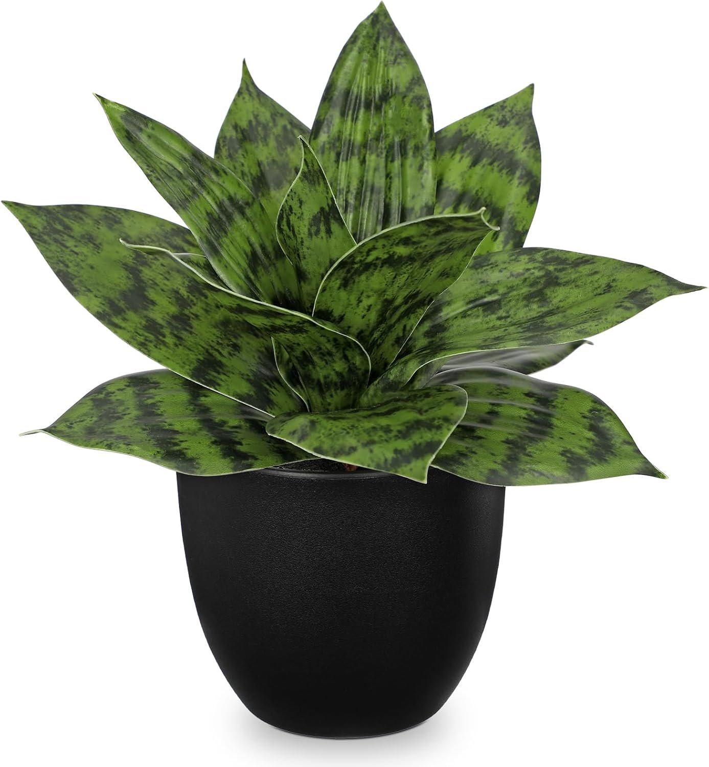 Hollyone Artificial Snake Plant in Black Pot