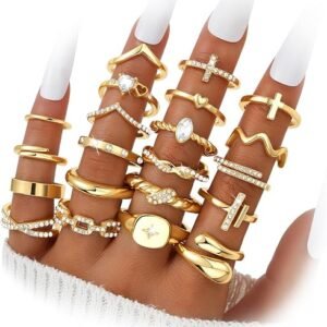 Gold Stackable Rings Set for Women