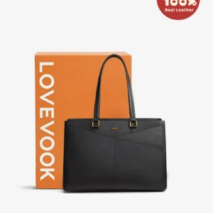 LOVEVOOK Elevate Black Top-Grain Leather Tote Bag
