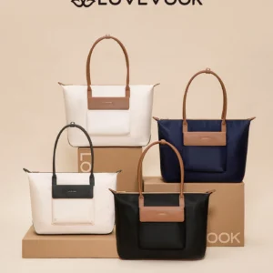 LOVEVOOK Grace Laptop Tote in Cream Brown