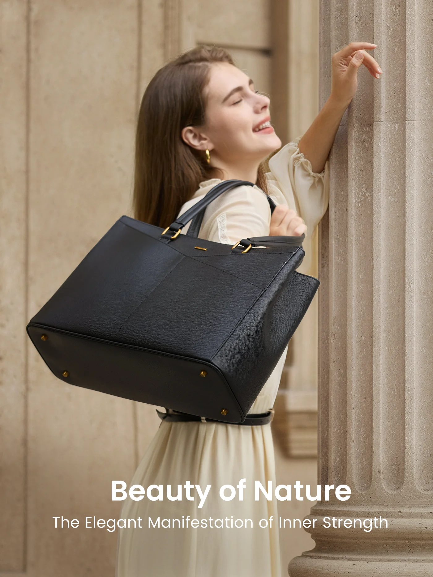 LOVEVOOK Leather Work Tote with 15.6-Inch Laptop Compartment