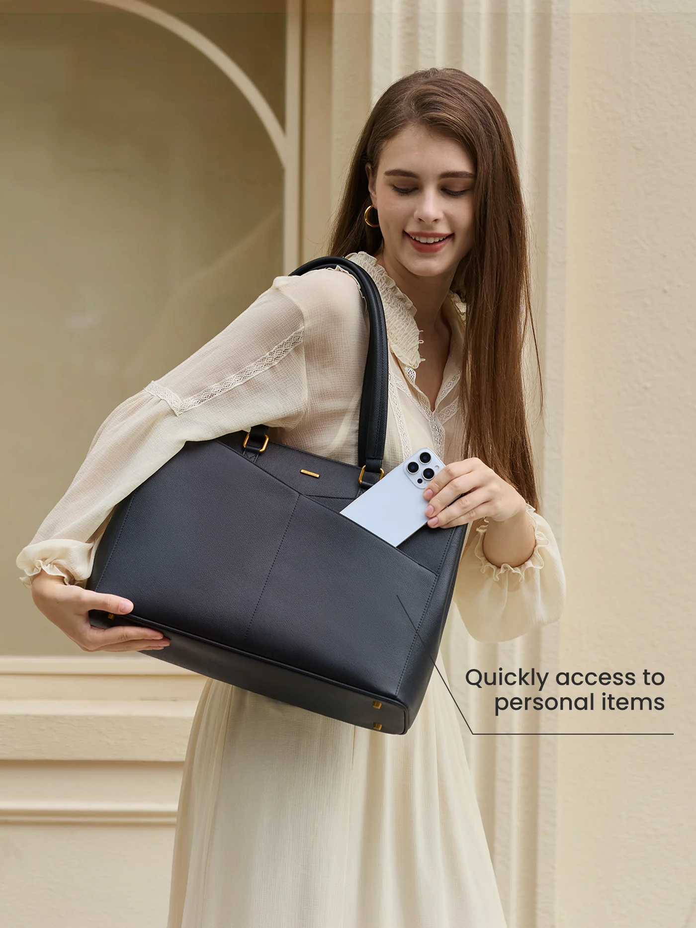 LOVEVOOK Premium Cowhide Leather Tote Bag